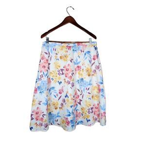 Chicos Silk Floral Midi Skirt Women's Size Large